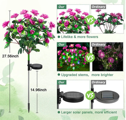Waterproof LED Azalea Flower Solar Lights Outdoor Landscape Light for Lawn Patio Garden Path Decorative Lighting Best Gift