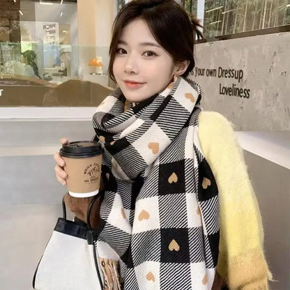 Unisex Cashmere Feel Scarf Winter Warm Soft Neck Wrap for Men Women All-Match Outdoor Hiking Scarf Decorate The Gift