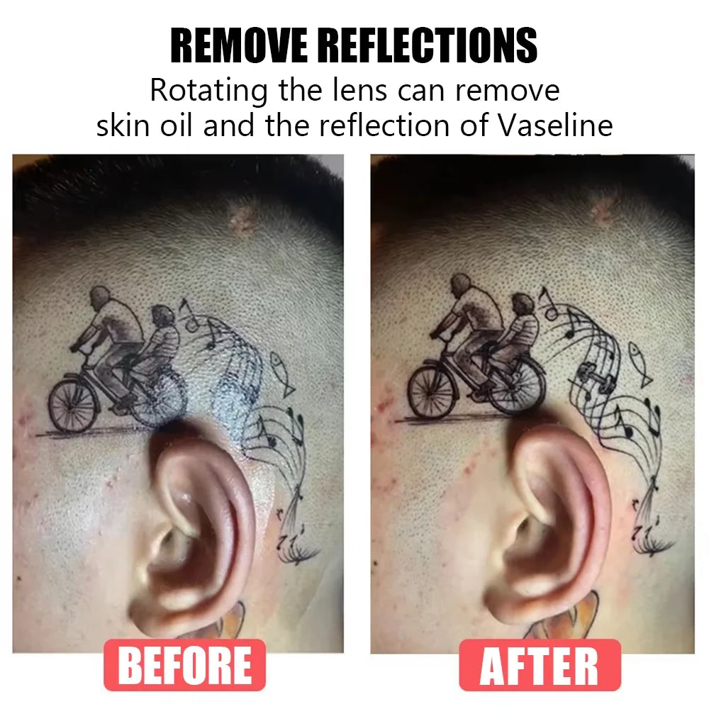 Professional Tattoo Fill Light with 120 LED Beads Reduce Reflected Light of Tattoos 52mm CPL Lens Filter Compatible any Phone