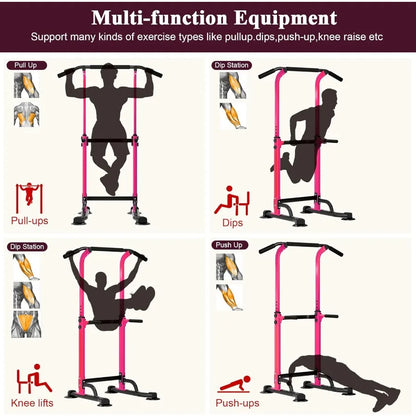 Power Tower Pull Up Dip Station Multi-Function Fitness Equipment for Strength Training Adjustable Height Dip Stand for Home Gym