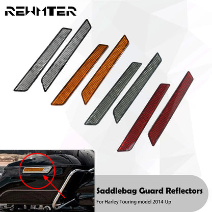 2x Motorcycle Saddlebag Guard Reflector Latch Cover For Harley Touring Electra Street Glide Road King CVO FLHR FLHT 2014-2024