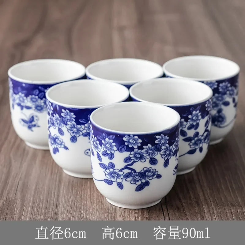 Household Porcelain Teapot Ceramic Large Capacity Pot Blue and White Retro Loop Handle Beam