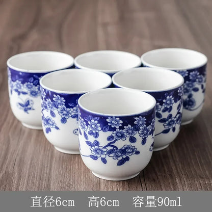 Household Porcelain Teapot Ceramic Large Capacity Pot Blue and White Retro Loop Handle Beam