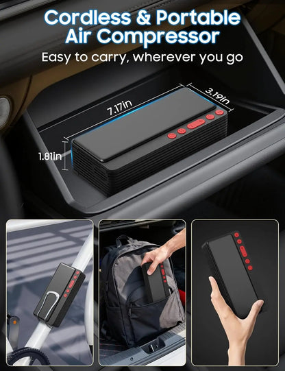 Smart Tire Inflator Portable Air Compressor, APP Control for Car Tires, 10000mAh Fast Pump with LED Light & Auto Shut-Off