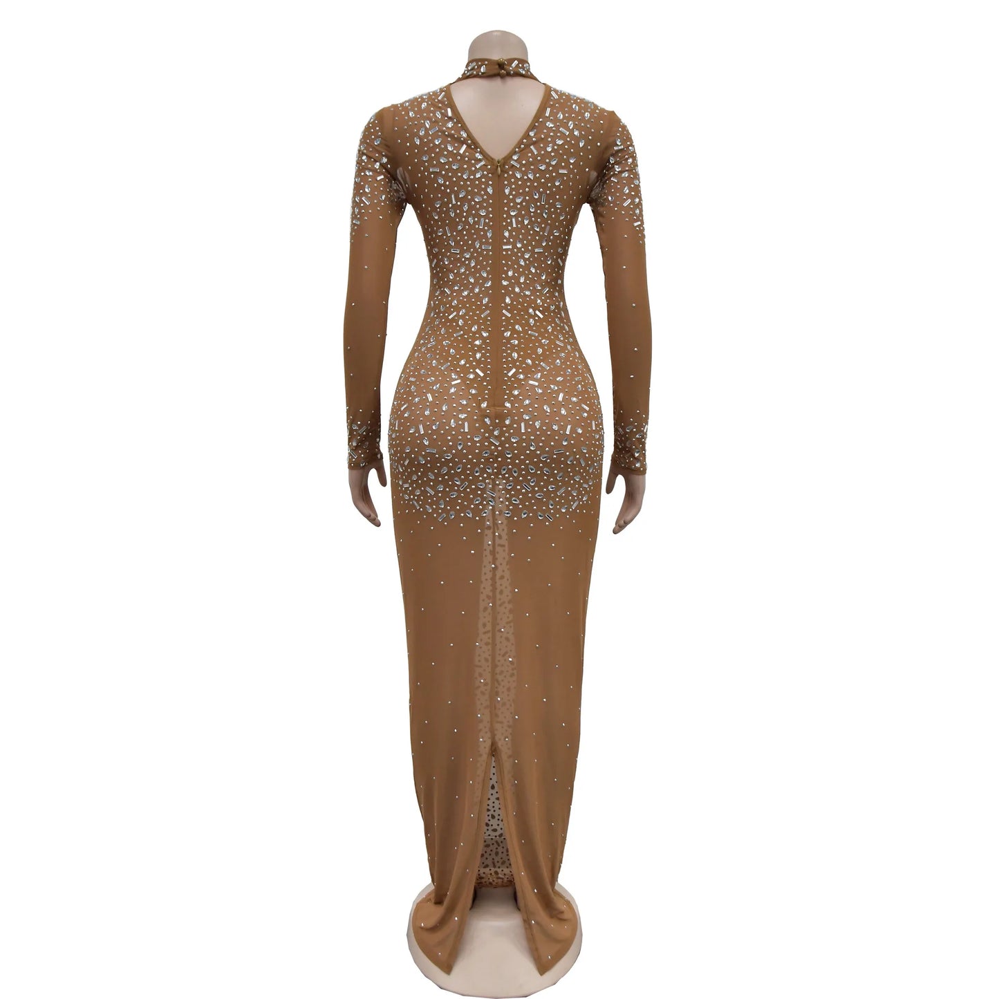 Party Dress Women Floor Length Dresses Vestidos Hot Drilling Evening Bodycon Square Collar Prom High Waist Evening Night 2025