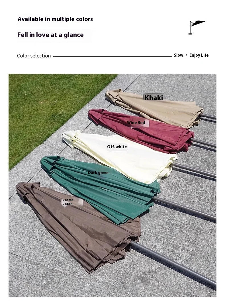 Courtyard Large Square Outdoor Sunshade Umbrella with Solar Lights Metal Frame Beach Balcony Stall Beach Umbrella