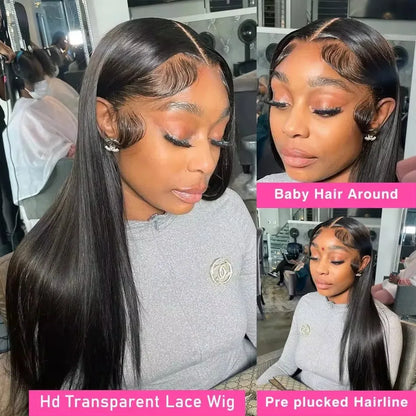 13x6 Bone Straight Hd Transparent 13x4 Lace Front Human Hair Wig 30 40 Inch For Women Pre Plucked With Baby Hair Lace Front Wigs