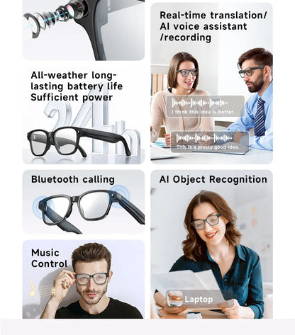 New AI Smart Glasses 800W Camera WIFI+Bluetooth Real-time Transmission Sunglasses Touch Control Video Record Glasses For XIAOMI