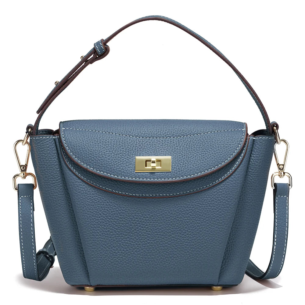 Zency Luxury Genuine Leather Tote Bag For Women Elegant High End Bag Shoulder Crossbody Handbag Top Handle Bags Noble Purple Bag