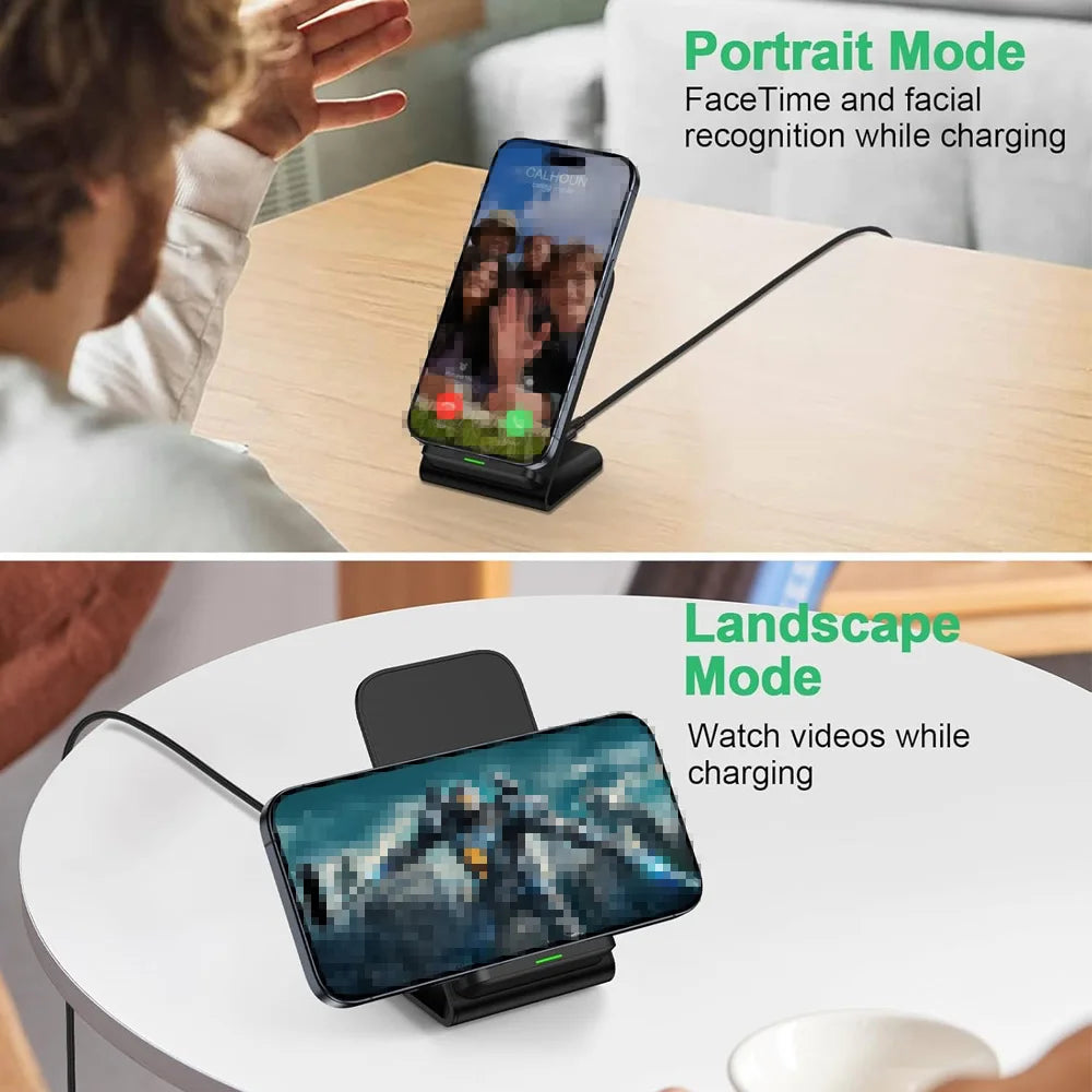 30W Fast Wireless Charger Stand Pad for iPhone 17-11/XR, Samsung Galaxy S25/S26/S21/S20, Xiaomi, Huawei & All Qi-enabled Phones