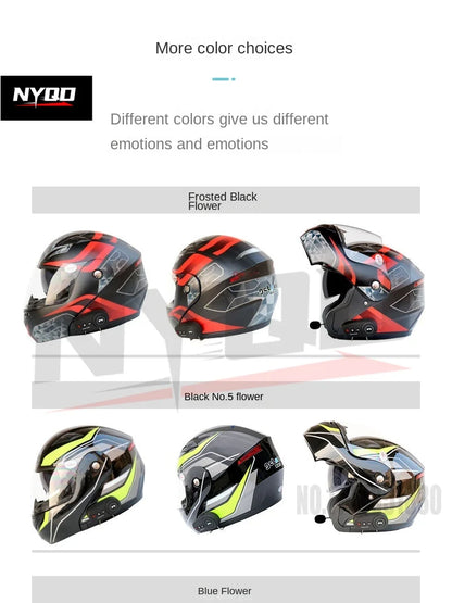 KUQIBAO motorcycle bluetooth helmet double lens uncovered motorcycle helmet with FM large capacity 1200mAh flip helmet