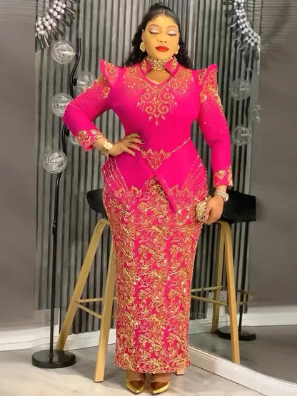 Party Evening Dresses Elegant Women Luxury Bodycon Maxi Dress Long Sleeve Robes Africa Clothes Birthday Wedding Prom Ladies Gown