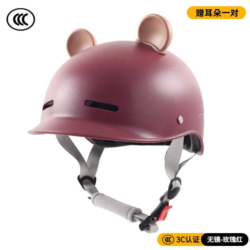Cartoon Motorcycle Helmet Cute Half Helmet Unisex Sports Cycling Safety Helmet Summer Sun Protection Casco Moto Capacete