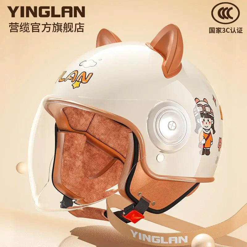 Winter Warm Women's Electric Car Helmet Four Seasons Motorcycle Safety Cap Full Face Helmet 3C Certified Abs Material