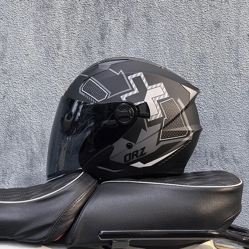 ORZ-705 Latest High Quality Motorcycle Helmet Half Covering Dual Lens Cascos para Motos Male Female Couple Capacetes de Moto