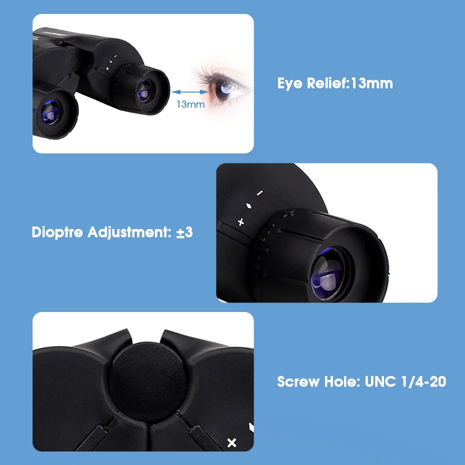 SVBONY 8x25 SV10 Binoculars Compact Fixed Focus Mini Portable Telescope Multi-coated Porro Prism for Outdoor Spoorts Games F9323