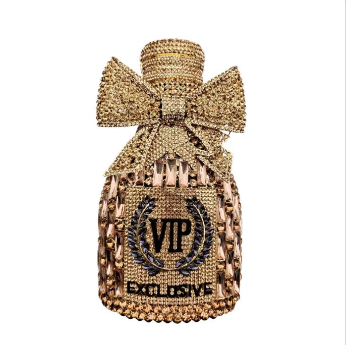 XIYUAN Women Rhinestones Clutch Purse Champagne Bottle Evening Bags Diamond Hard Metal Clutches Wedding Party Minaudiere Purses