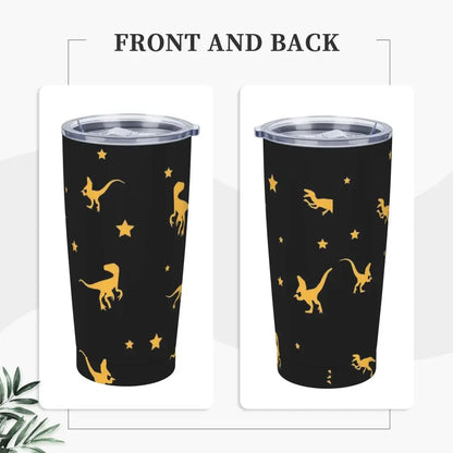 Stainless Steel Tumbler Dinosaur Silhouette Mugs Cup With Straws Animal Beach Cold Drink Water Bottle Insulated Thermal Mug