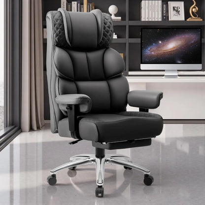 Office Desk Chair, Big and Tall Leather Gaming Chair with Footrest, Wide Ergonomic Comfy Executive High-Back, Customized