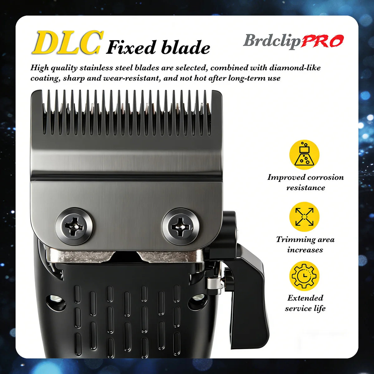 Professional BRDCLIP Barber Cordless Hair Clipper Kit DLC Ceramic Moving Blade Trimmer 75000RPM Grooming Tool Brushless Motor
