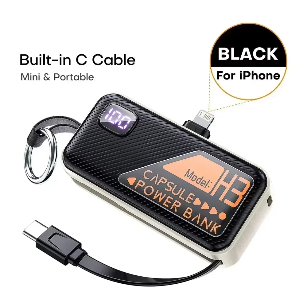 20000mAh Mini Power Bank PD20W Fast Charging Comes with Cable Digital Display PowerBank for IPhone13 14 15 16 Samsung and Xiaomi