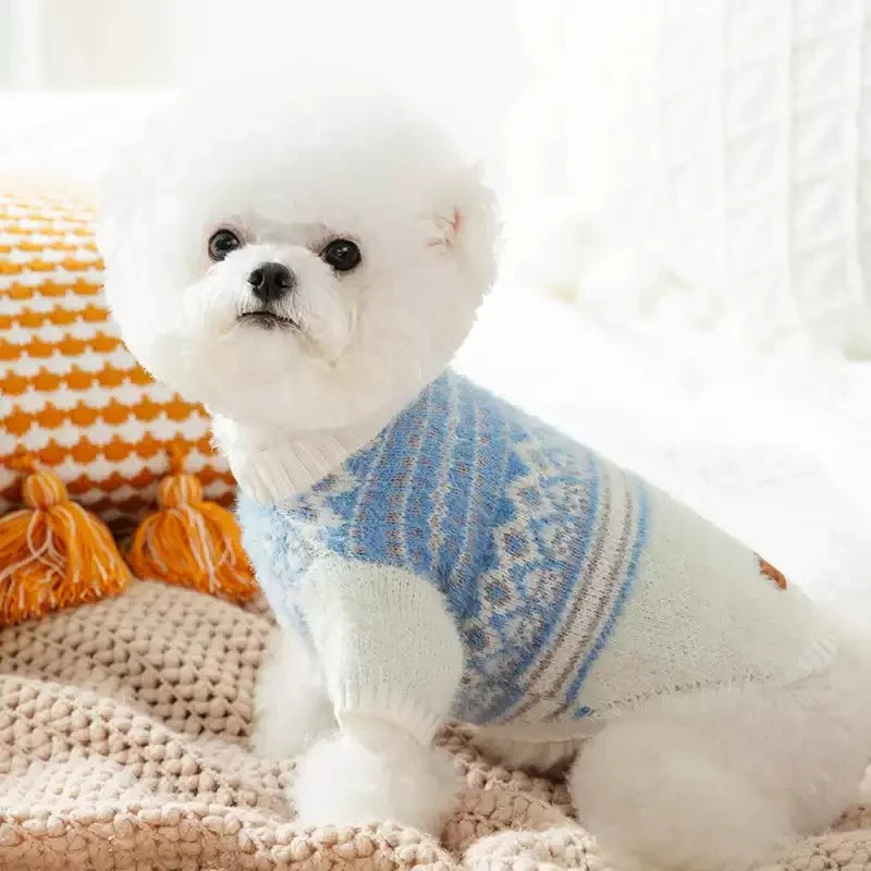 Fashion Plaid Dog Sweater Winter Warm Dog Clothes Cute Simple Puppy Knitted Pullovers Warm Soft Cat Sweaters Bichon Pet Costumes
