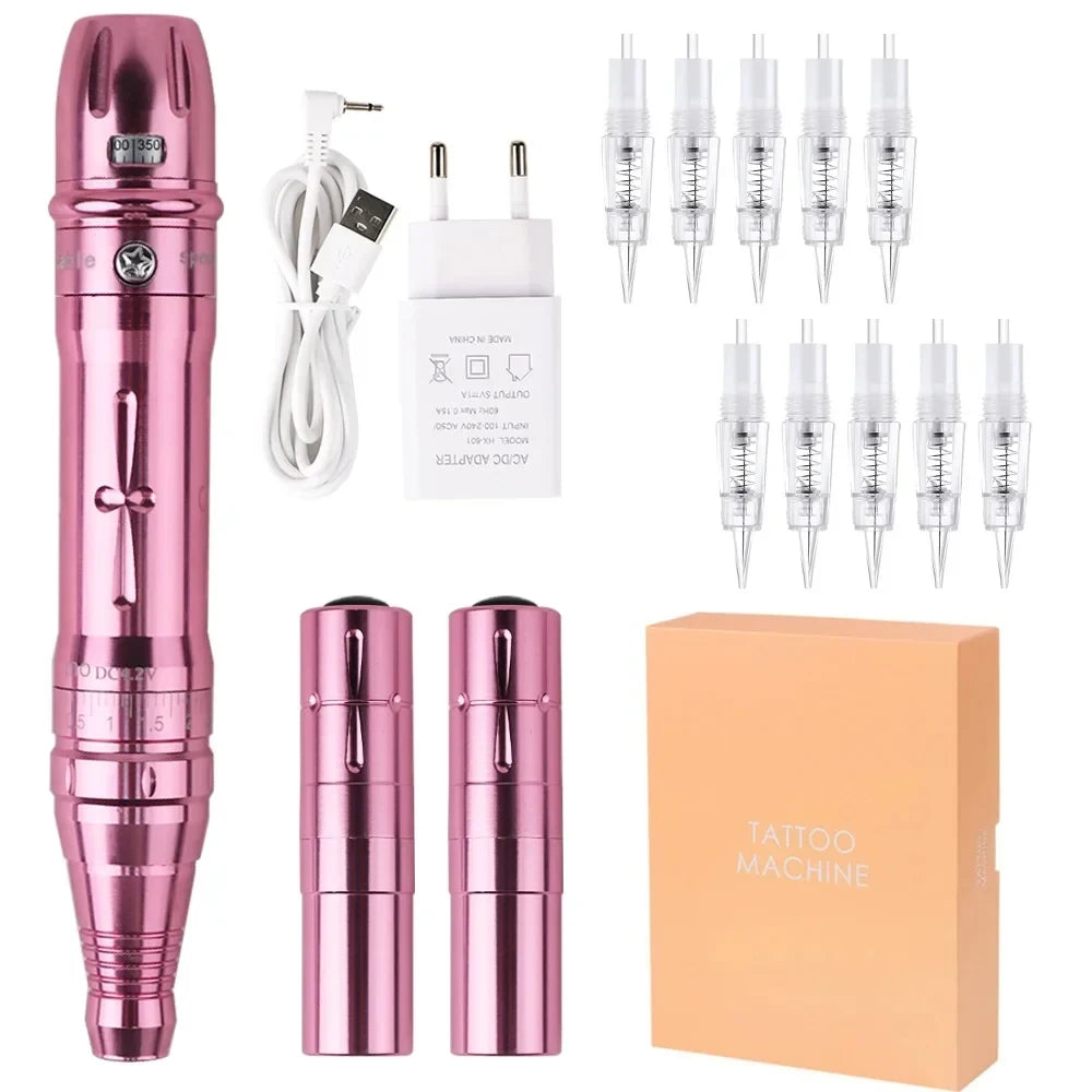 New Wireless PMU Tattoo Machine Permanent Makeup Microblading Eyebrow Lip Eyeliner Professiona Rotary Tattoo Pen Gun Kit
