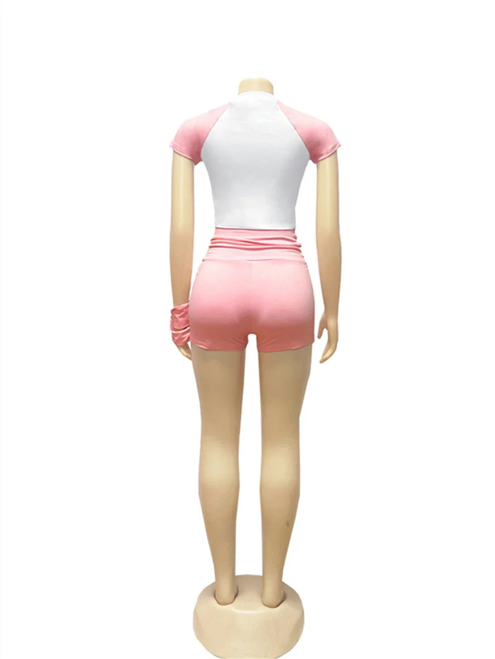 Weird  Puss Sporty Patchwork 3 Piece Set Women Casual Summer Headband+Crop Top+High Waist Bike Shorts Street Matching Tracksuit