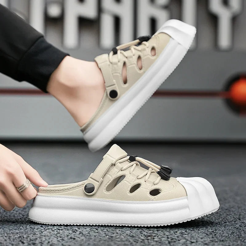 Fashion Men Sandals Summer Half Slippers Outdoor Women Beach Shoes Couple Walking Sneakers Comfortable Breathable Casual Shoes