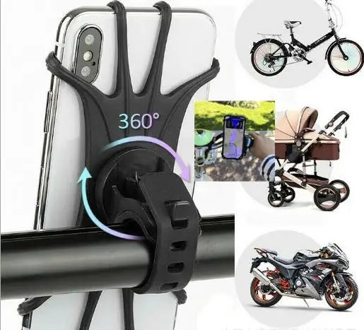 360 Rotatable Bicycle Phone Holder Bike MTB Moto Electric Vehicle Navigation Phone Strap Shockproof Elastic Silicone Holder