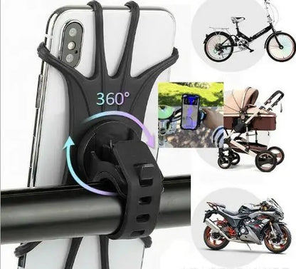 360 Rotatable Bicycle Phone Holder Bike MTB Moto Electric Vehicle Navigation Phone Strap Shockproof Elastic Silicone Holder