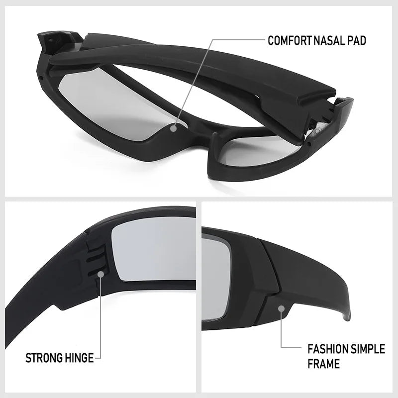 Square Frame Polarized Glasses, UV400 Full Frame for Cycling/Fishing, Outdoor Sports Sunglasses, Scratch-Resistant Lenses