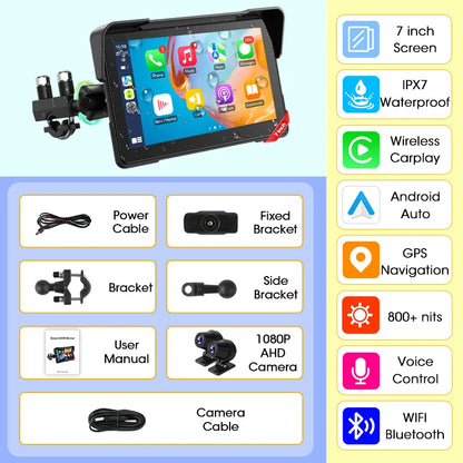 7 inch Motorcycle CarPlay Screen With TPMS GPS for Moto Navigation Display Screen Android Auto Digital Motorcycle Dashboard BT