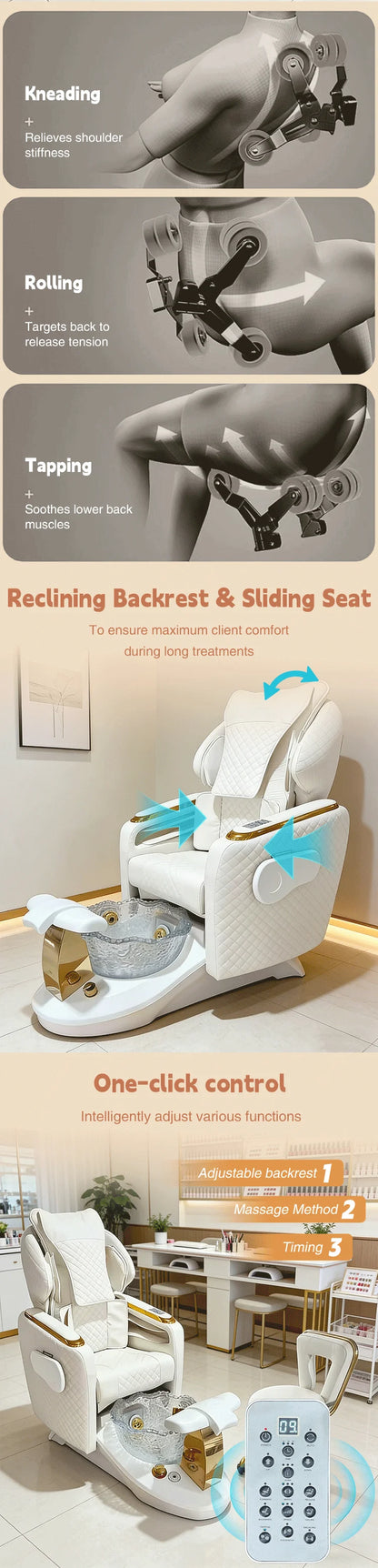 Manicure Pedicure Chair And Manicure Table Set Luxury Pedicure Spa Massage Chair For Nail Salon Pedicure Chair With Plumbing