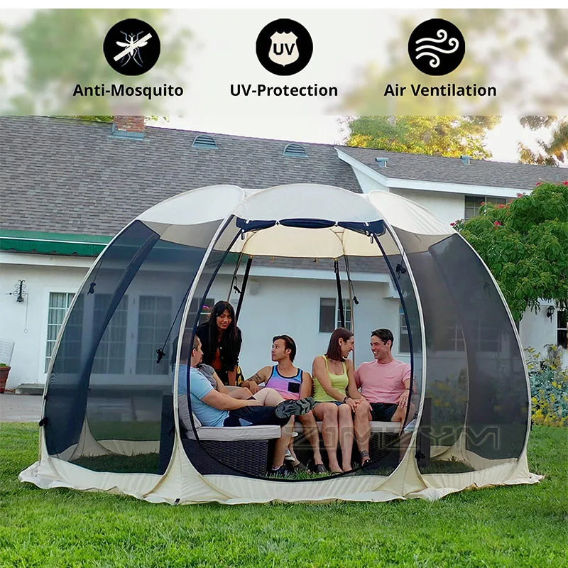 Pop Up Panoramic Mesh Tent Large Full View Mesh Tent for Backyard Patio Camping Picnic Beach Bug Proof High Ventilation