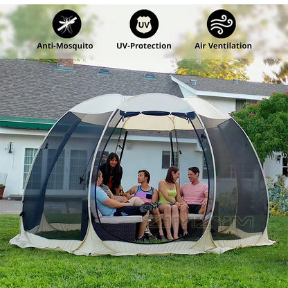 Pop Up Panoramic Mesh Tent Large Full View Mesh Tent for Backyard Patio Camping Picnic Beach Bug Proof High Ventilation