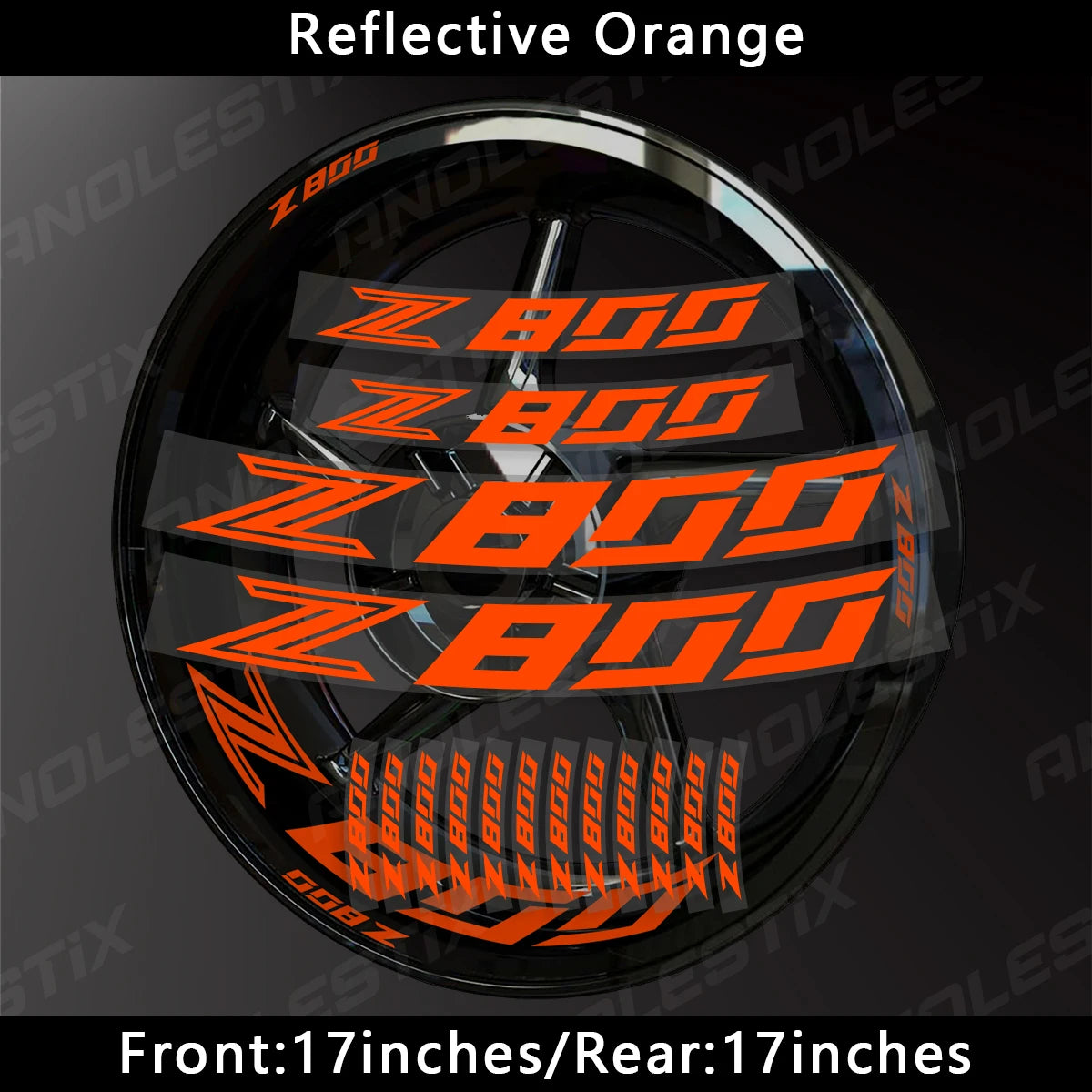 AnoleStix Reflective Motorcycle Wheel Sticker Hub Decal Rim Stripe Tape For Kawasaki Z800 2018 2019 2020 2021 2022 2023 2024