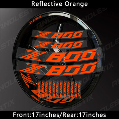 AnoleStix Reflective Motorcycle Wheel Sticker Hub Decal Rim Stripe Tape For Kawasaki Z800 2018 2019 2020 2021 2022 2023 2024