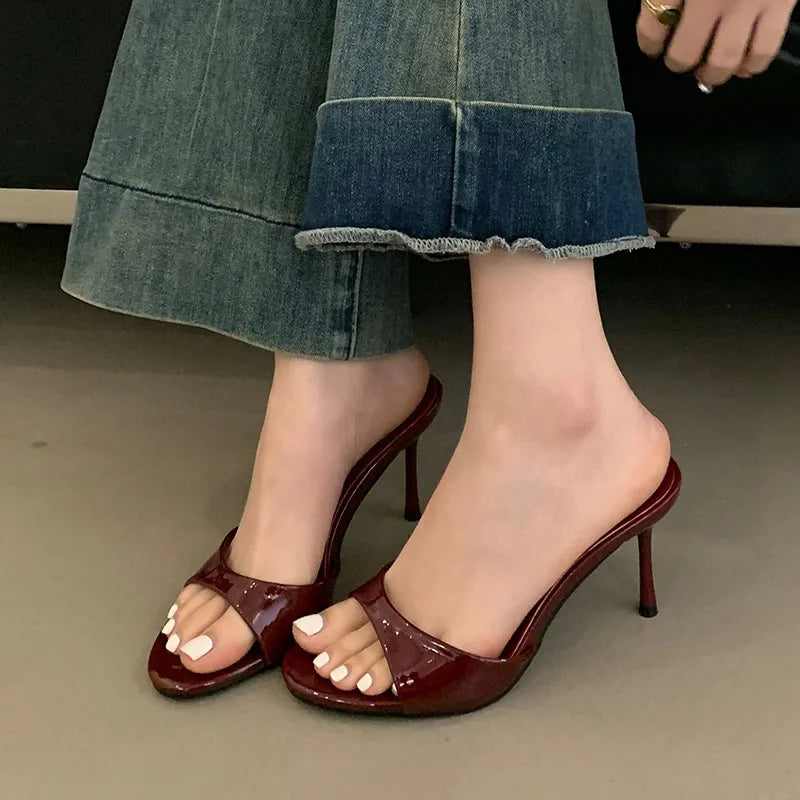 2026 New Slip On Women Stiletto Heels Shoes Female Slides Footwear Luxury Fashion Round Toe Ladies High Heels Pumps Shoes