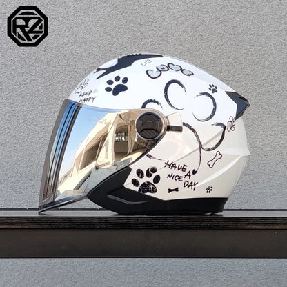 ORZ Motorcycle Helmet Half Face Double Lens Moto Four Seasons Men Women Street Fashion Helmet Capacete De Moto Safety