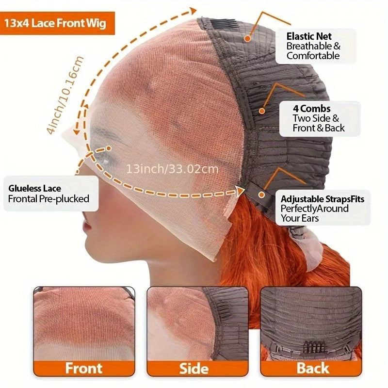 350 Ginger Orange Human Hair Wig Body Wave Pre Plucked With Baby Hair Lace Front Wigs 13x4 Ear To Ear Lace Body Wave Lace Wigs 1