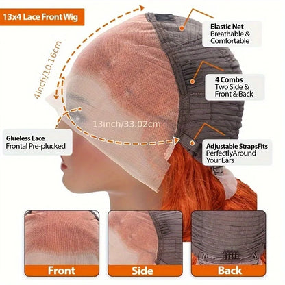 350 Ginger Orange Human Hair Wig Body Wave Pre Plucked With Baby Hair Lace Front Wigs 13x4 Ear To Ear Lace Body Wave Lace Wigs 1