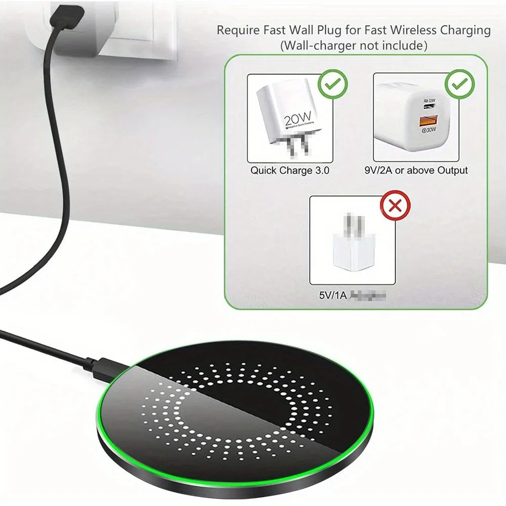 Wireless Charger LED Light Phone Pad Dock For iPhone 17/17 Pro Max 16 15 14 13 12 Pro Max Samsung Xiaomi Fast Charging Station
