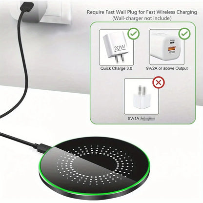 Wireless Charger LED Light Phone Pad Dock For iPhone 17/17 Pro Max 16 15 14 13 12 Pro Max Samsung Xiaomi Fast Charging Station