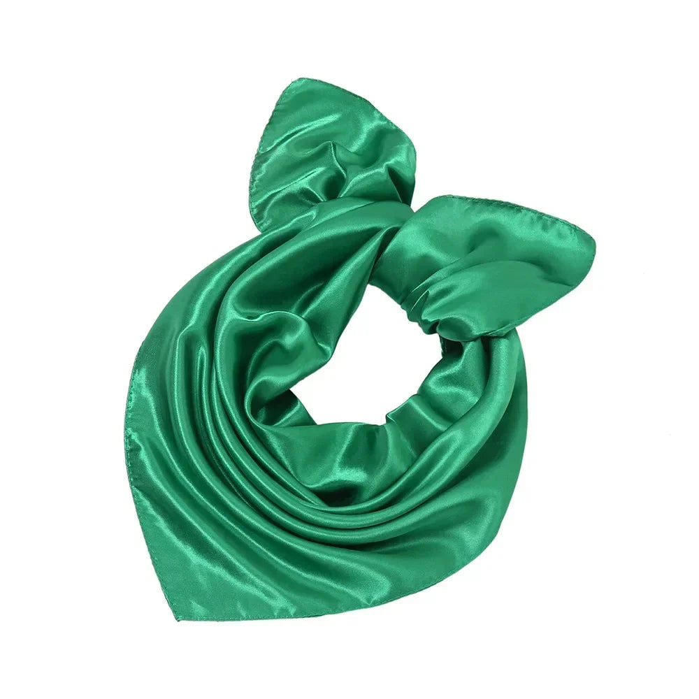 60x60cm Solid Colors Neckerchief Scarf For Women Silk Satin Headband Hair Scarves Female Square Shawls Head Scarfs