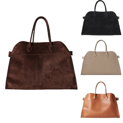 Elegant Suede Tote Bag Luxury Leather Large Capacity Shoulder Bag Minimalist Fashion Commute Handbag Soft Casual Shopping Bag