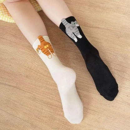Cute Cat Socks with Balls Funny Cotton Socks Breathable Soft Cotton Socks Girl Women Socks Novelty Gifts for Cat Lovers