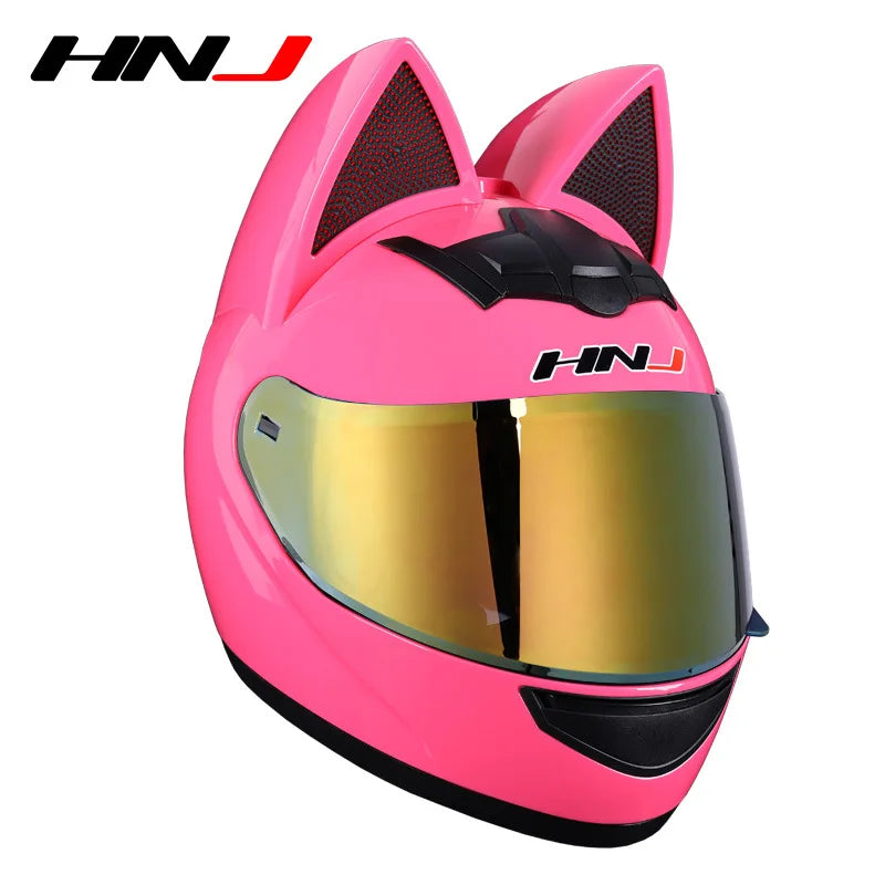 Capacete Casque Moto Motorcycle Full Face Helmet Women Moto Ear Helmets Personality Motorbike Helmet Cat Ear Helmet Motocross