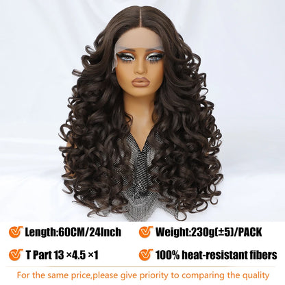 24Inch Latisha Synthetic Lace Front Wigs For Women Curly Afro Lace Wigs Black Blonde Orange 13X4.5X1 Cosplay Hair Daily Use