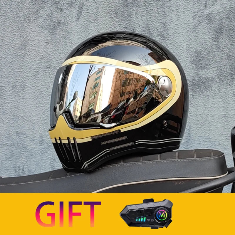 Retro motorcycle helmet Casco cruising motorcycle rider modular helmet full helmet with Bluetooth earphones included ORZ-728